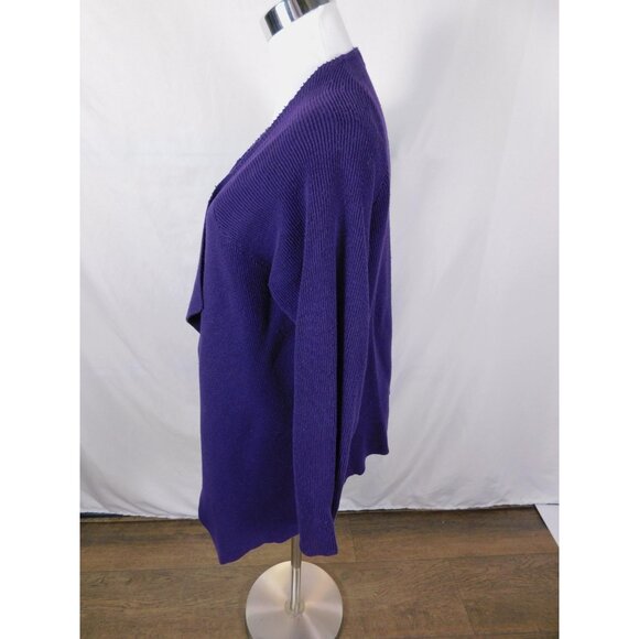 Jones New York Purple Open Front Cardigan L - Waterfall Drape Cotton - Ex - Picture 4 of 11